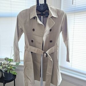 Women's Tan Double-Breasted Trench Coat